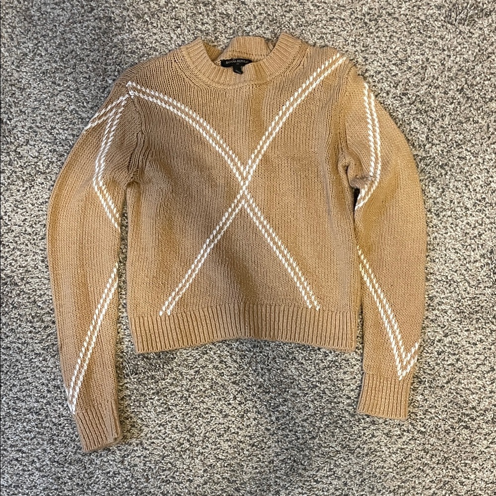 Banana Republic Camel Sweater with Cream Details